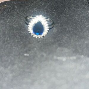 Teardrop Blue Stone Silver Ring